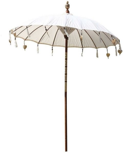 Oriental Galerie Sonnenschirm XXL Bali-Sonnenschirm 220 Ø cm Creme