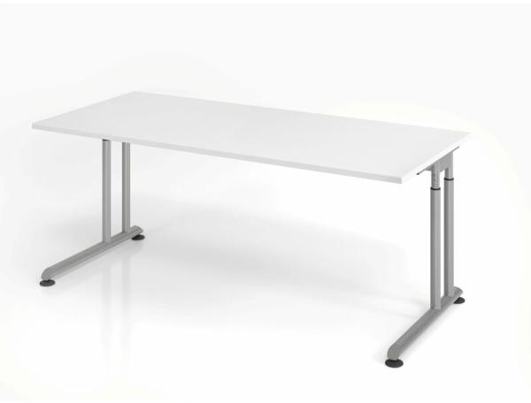 Schreibtisch C-Fuß 180x80cm Weiß/Silber