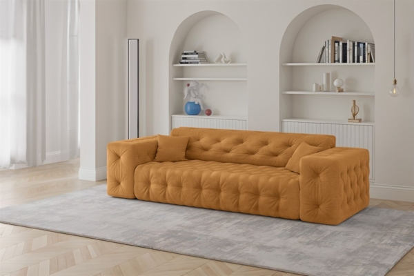 Sofa Designersofa CHANTAL 3-Sitzer in Stoff Moly Orange
