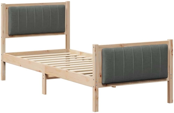 vidaXL Bettgestell Braun und Dunkelgrau 75 x 190 cm Massivholz Kiefer 878510