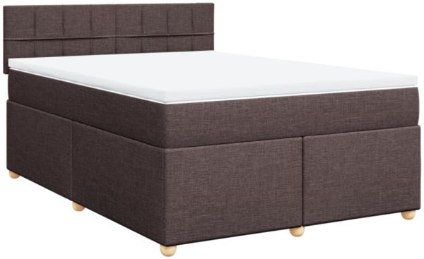 vidaXL Boxspringbett mit Matratze Dunkelbraun 140x200 cm Stoff 3286706