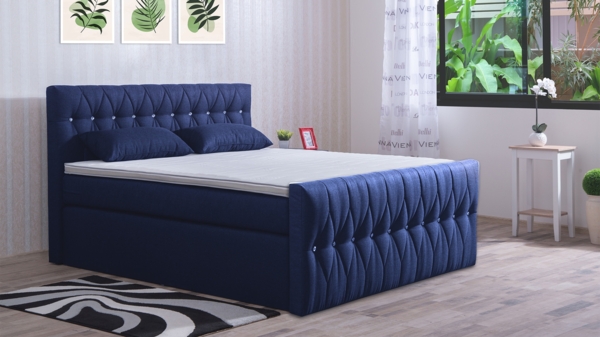 Meisterbetten Boxspringbett Cool 180x220 in WT-Dunkel Blau, Matratzenbezug Nano, Komfortschaum-Topper Bild 3