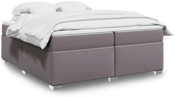 vidaXL Boxspringbett mit Matratze Grau 200x200 cm Kunstleder 3285227