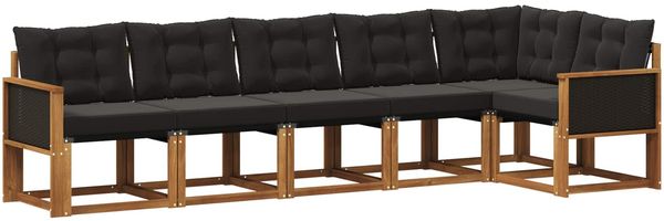 vidaXL Outdoor-Sofagarnitur mit Kissen 6 pcs Natürlich und Schwarz 3381976