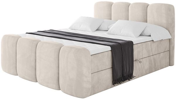 ALTDECOR Boxbett NINA-Z (Multipocket-Matratze H4, H3 Matratze Bonellfederung, Topper, Kopfteil), Doppelbett mit Fußteil