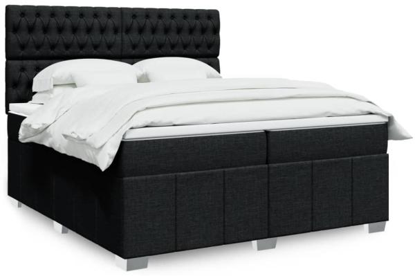 vidaXL Boxspringbett mit Matratze Schwarz 200x200 cm Stoff 3294084