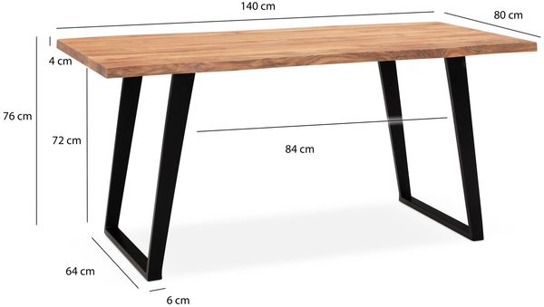 Esszimmertisch 140x80x76 cm Akazie Massivholz / Metall Esstisch Baumkante Bild 3