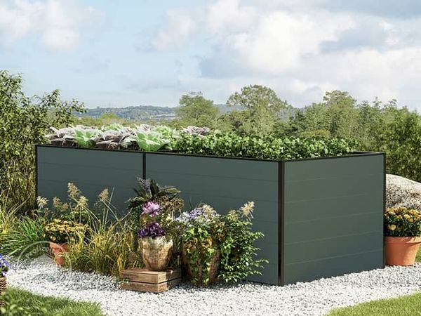 GFP Aluminium Hochbeet KINGSIZE DANIELA - 235 x 77 x 77 cm - Anthrazit, Stecksystem, langlebig