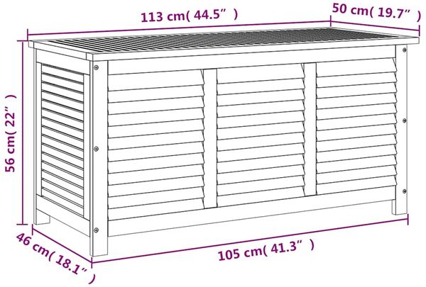 vidaXL Gartenbox mit Lüftungsschlitzen 113x50x56 cm Massivholz Akazie 365841 Bild 12