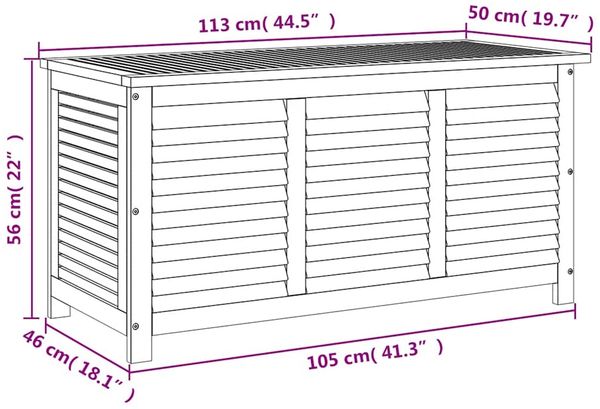 vidaXL Gartenbox mit Lüftungsschlitzen 113x50x56 cm Massivholz Akazie 365841 Bild 11