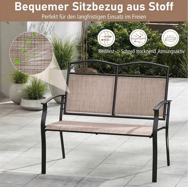 COSTWAY Gartenbank, 2-Personen Schwerlast Metall-Doppelsitz, bis 300kg
