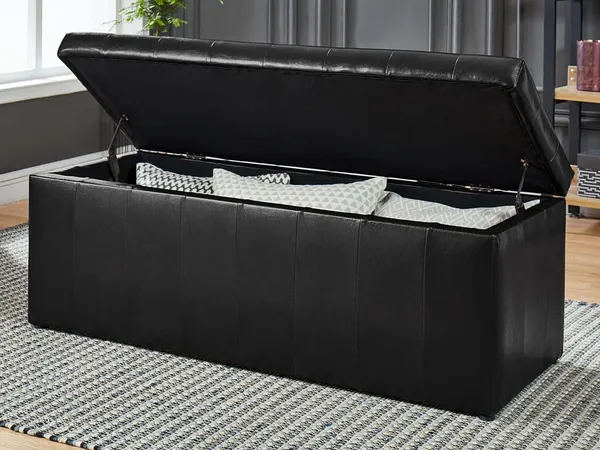 Vente-unique - CONCIERTO Sitzbank Kunstleder Schwarz - B 49 cm x H 49 cm x L 130 cm