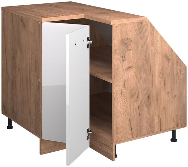 Eck-Küchenschrank für Dachschrägen R-Line Weiß Hochglanz 75.6 cm mit 1 Tür, Schrankkorpus 60 cm Tiefe Vicco Bild 3