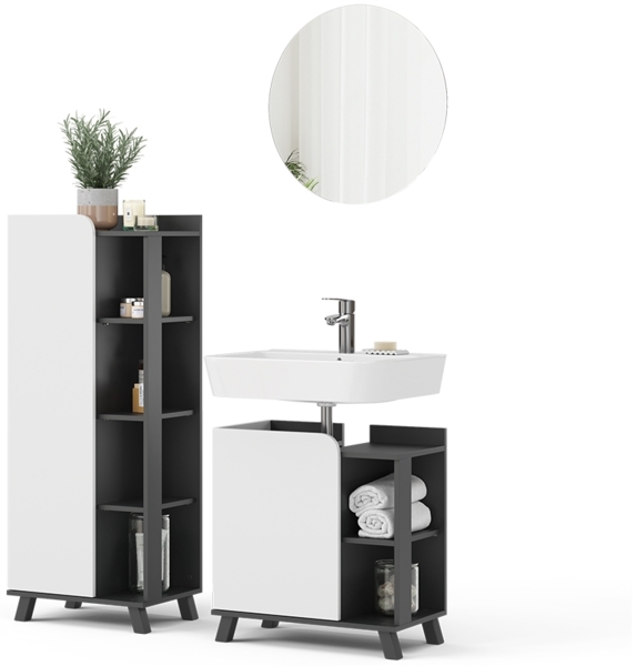 Badmöbel-Set Karen Anthrazit/Weiß 3 Teile Vicco Bild 6