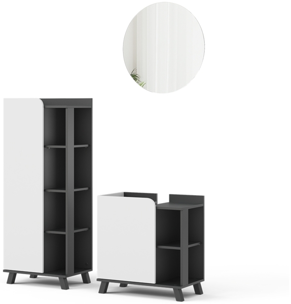 Badmöbel-Set Karen Anthrazit/Weiß 3 Teile Vicco Bild 1