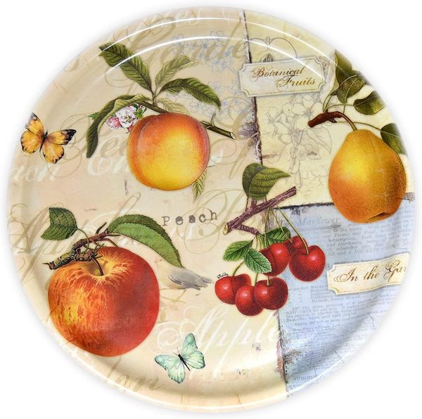 Lashuma Tablett Apfelgarten, Kunststoff, (1-tlg, 40 cm), italienisches Serviertablett rund beige