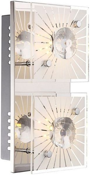 LED Wandleuchte, Glas Muster, Kristalle klar, Chrom, L 24 cm