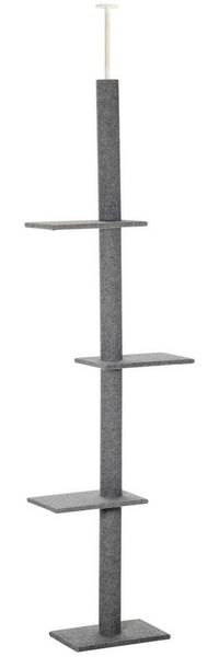 PawHut Kratzbaum Höhenverstellbarer Kletterbaum, mit 3 Ebenen, Grau, 43L x 27B x 228-260H cm