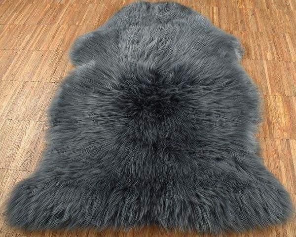KUHFELL online & NOMAD Fellteppich Eches Lammfell Teppich Läufer Schaffell in Schwarz Grau Weiß Taupe, Atmungsaktiv, Feuchtigkeitsregulierend, Antibakteriell