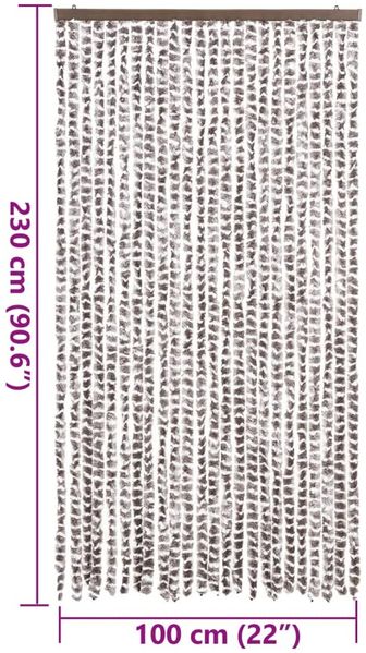 vidaXL Fliegenvorhang Taupe und Weiß 100x230 cm Chenille 377406 Bild 7