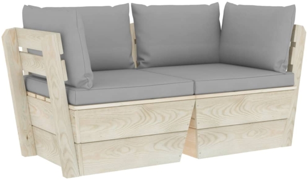 vidaXL Garten-Palettensofa 2-Sitzer mit Kissen Fichtenholz 3063385