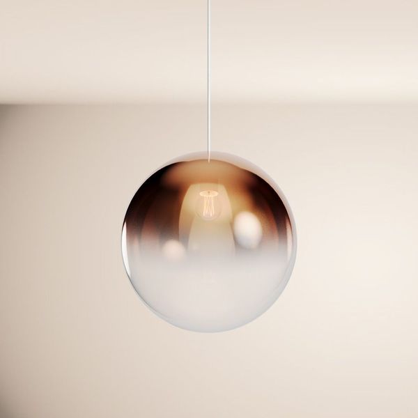 s.luce Orb Glaskugel Galerieleuchte Aufhängung 500cm Weiß Kupfer Verlauf Ø 40cm