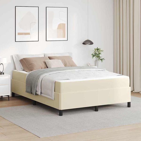 vidaXL Bettrahmen mit Matratze Creme 140 x 200 cm Stoff 3399006