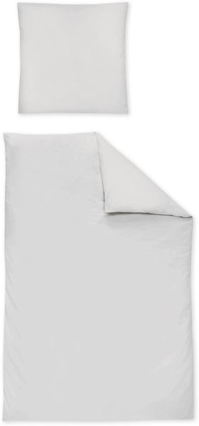 Irisette Mako-Satin uni Bettwäsche Set uni Paris 8000 grau 200x200 cm + 2 x Kissenbezug 80x80 cm