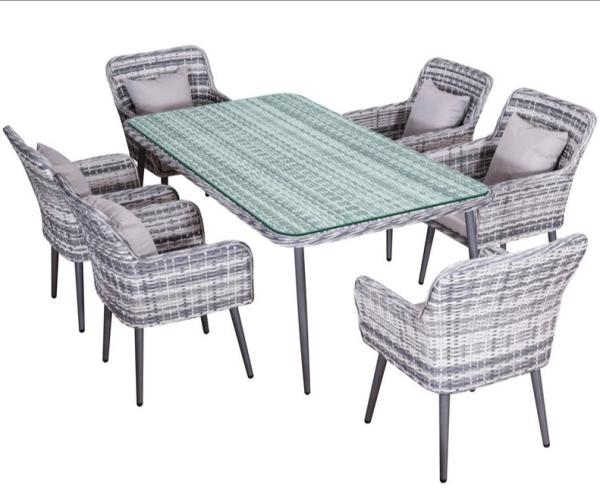 Luxus Premium Garten Rattan Essgruppe SET Esstisch Sitzgruppe Gartenmöbel