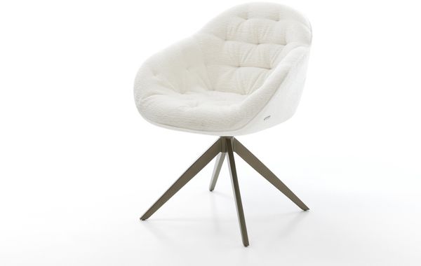 Drehstuhl Gaio-Flex Bouclé Soft Beige Kreuzgestell breit Effektfinish Titan 360° drehbar Wippfunktion
