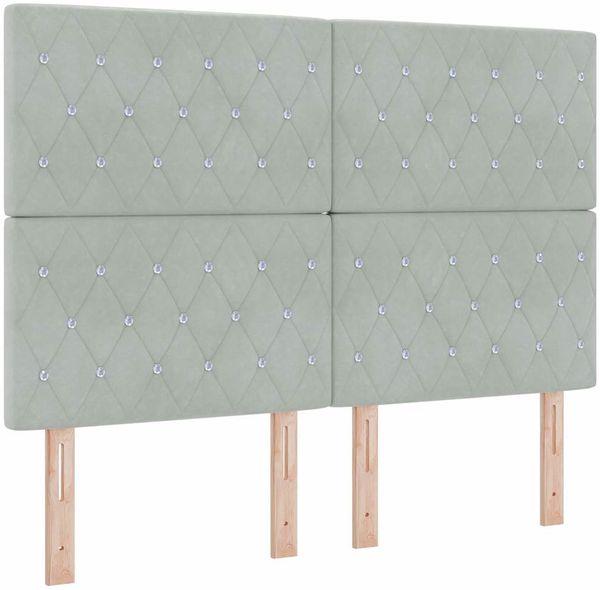 vidaXL Boxspringbett mit Kopfteil Hellgrau 140 x 200 cm Samt 3344879 Bild 6