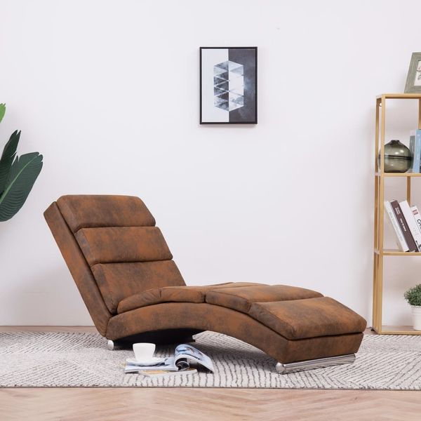 vidaXL Chaiselongue Braun Wildleder-Optik 281294