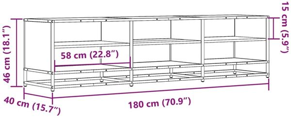 vidaXL TV-Schrank Grau Sonoma 180x40x46 cm Holzwerkstoff 3300808 Bild 9