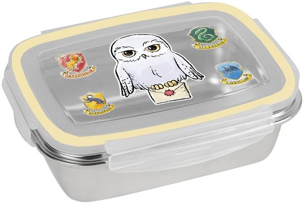 Geda Labels GmbH Lunchbox Harry Potter Eule, Edelstahl, (1-tlg), Gelb, 550ml, spülmaschinengeeignet (Nur Behälter, ohne Deckel)