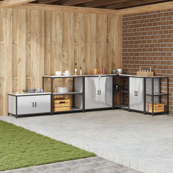 vidaXL Küchenaufbewahrung HATTEM Silber 90 x 50 x 92 cm Stahl 874958