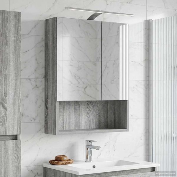 vidaXL Badezimmerspiegelschrank Graues Sonoma 50 x 14,5 x 70 cm 889212