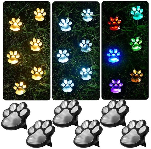 QUBEBU LED Gartenleuchte 3/6x LED Solarleuchte Garten Bodenleuchte Katzenkrallen Gartenstrahler, Solarleuchten Solarlampen für Außen Garten Patio Gehweg, Wetterfest, Weiß/Warmweiß/Bunt Solar Pfoten Gartenleuchte mit Dämmerungssensor, Erdspieß Wegeleuch...