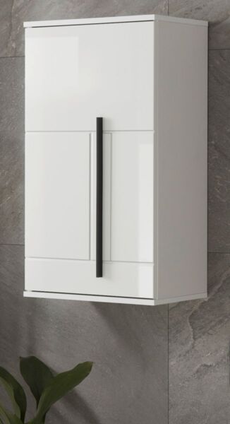 Badezimmer Hängeschrank Design-D in Hochglanz weiß 45 x 85 cm