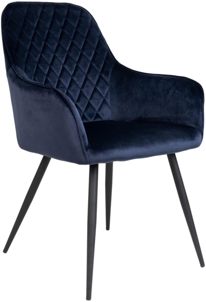 Esszimmerstuhl, Samt, blau, schwarze Beine, HN1205 Bild 1