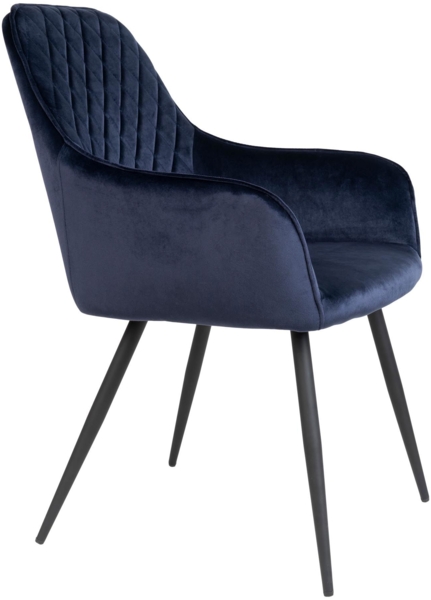 Esszimmerstuhl, Samt, blau, schwarze Beine, HN1205 Bild 3