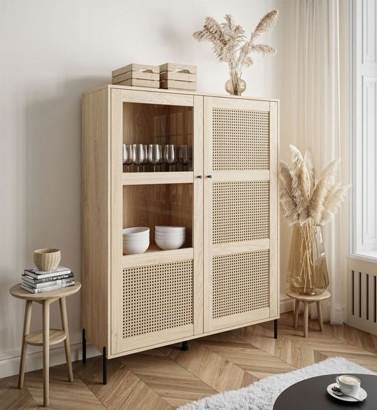 Lookway Standvitrine VIENNA 2D mit Wiener Geflechtimitation