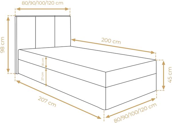 AX LIVING Boxbett Merea Boxspringbett Braun mit Bettkasten 80x200 cm Bild 4