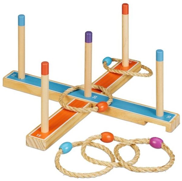 Relaxdays Ringwurfspiel aus Holz