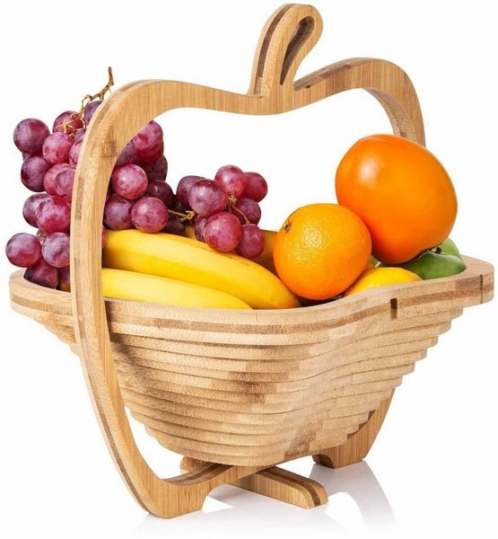 Dimono Obstschale DIMONO Obstkorb Apfelform – Obstschale faltbar Bambus, Bambus, (Faltkorb), Gemüseschale & Topfuntersetzer