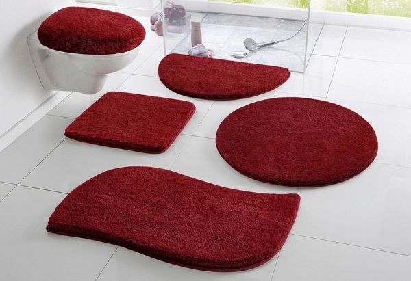 OTTO home Badematte Merida, Badvorleger, Badezimmer Teppich, Höhe 32 mm, rutschhemmend beschichtet, schnell trocknend, strapazierfähig, fußbodenheizungsgeeignet, Kunstfaser, wellenförmig, Badteppich, Uni Farben, rechteckig, rund & als 2-tlg. Set erhält...