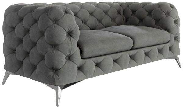 S-Style Möbel Chesterfield-Sofa 2-Sitzer Kalina mit Silber Metall Füßen, mit Wellenfederung