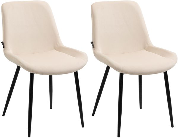 2er Set Esszimmerstühle WIKIL Samt - 80x51x60cm, creme, Samt Metall matt schwarz Gestell Stühle Esszimmerstühle Stuhl Esszimmer Esstisch Stühle Küchenstuhl