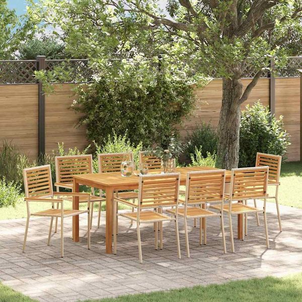 vidaXL Garten Essgruppe 9 pcs Beige Massivholz Akazie 3365546