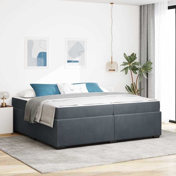 vidaXL Bettrahmen mit Matratze Dunkelgrau 200 x 200 cm Stoff 3399309