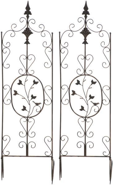 Rankgitter FALK 2er Set - 35 x 1 x 122 cm, Metall, Bronze | Rankhilfe Kletterpflanzen Gartendekoration